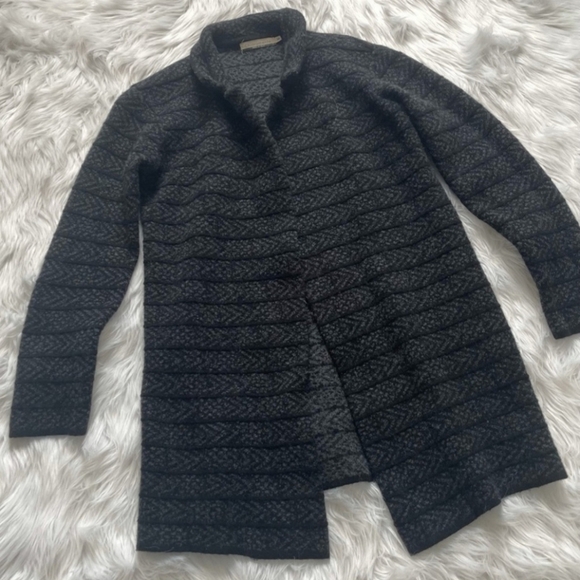 Chiaramente Wool Grey Cardigan Jacket Women's Small S Made in Italy Quilted EUC - Picture 2 of 6